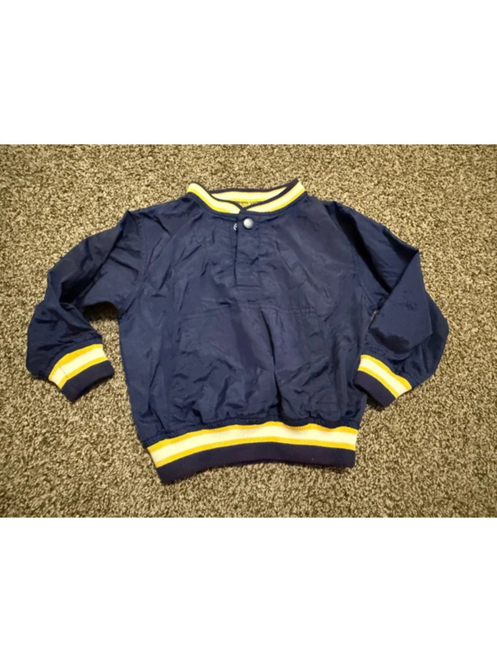 Vintage Kidswear Toddler 2T Pullover Windbreaker Jacket Navy Blue Yellow Striped